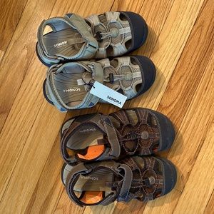 2 pair Sonoma Size 3 sandal. Brown and Tan